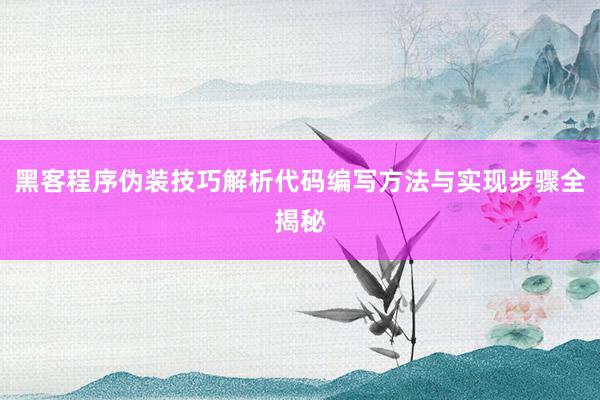 黑客程序伪装技巧解析代码编写方法与实现步骤全揭秘